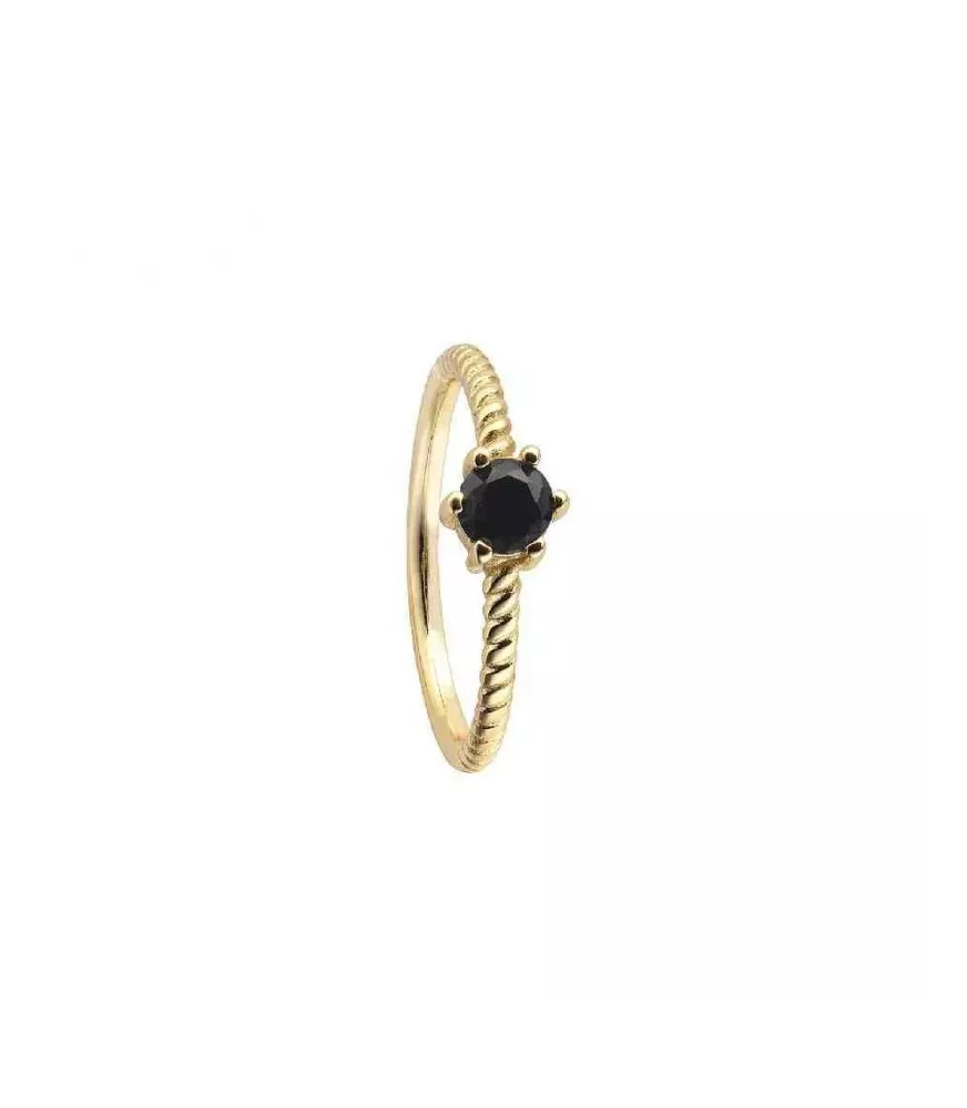 Anillo Pretty Jewels Black, de Duran Exquse en plata dorada.