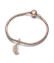 Charm Colgante con un recubrimiento en oro rosa de 14k  Pluma Curvada Flotante 