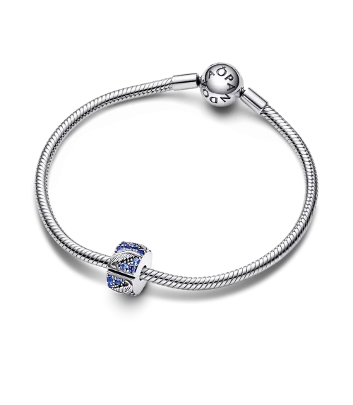 Clip en plata de ley Pluma Curvada en Pavé