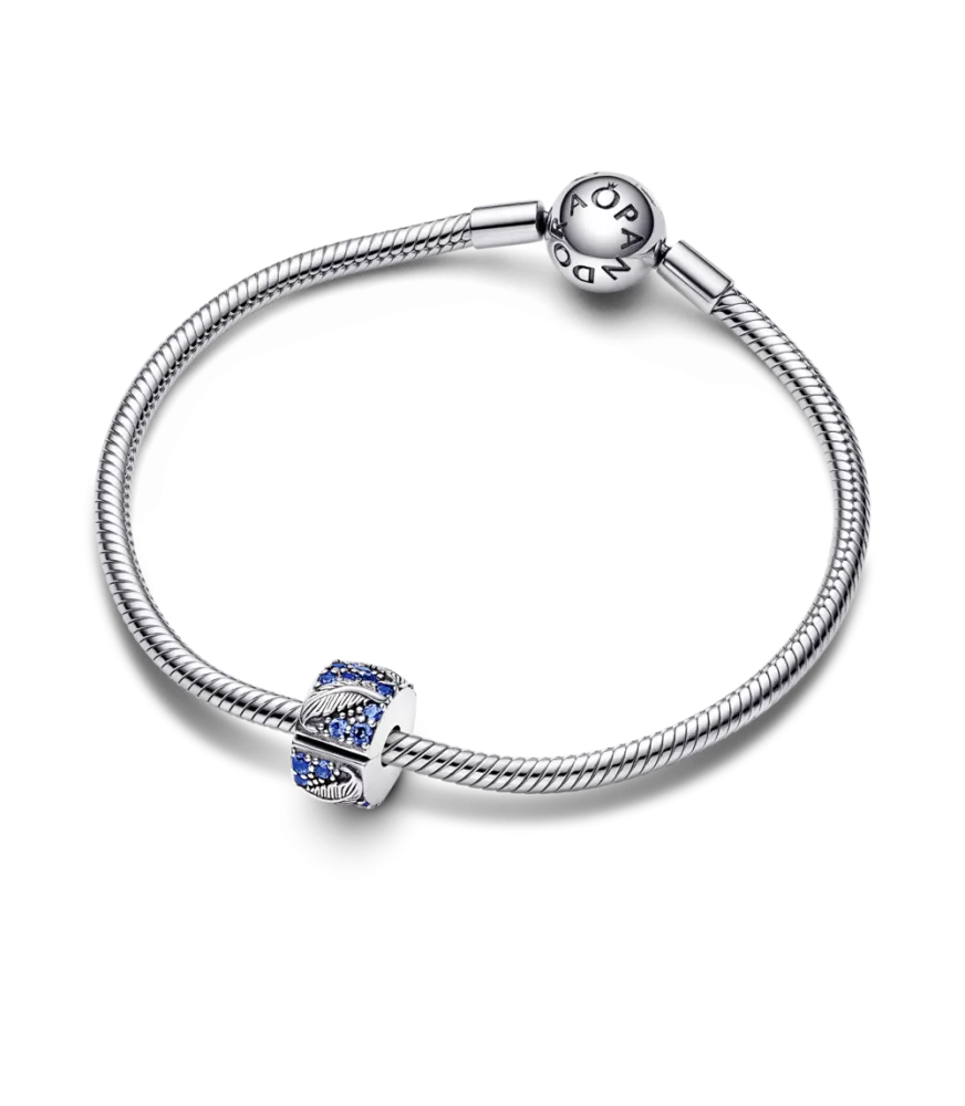 Clip en plata de ley Pluma Curvada en Pavé