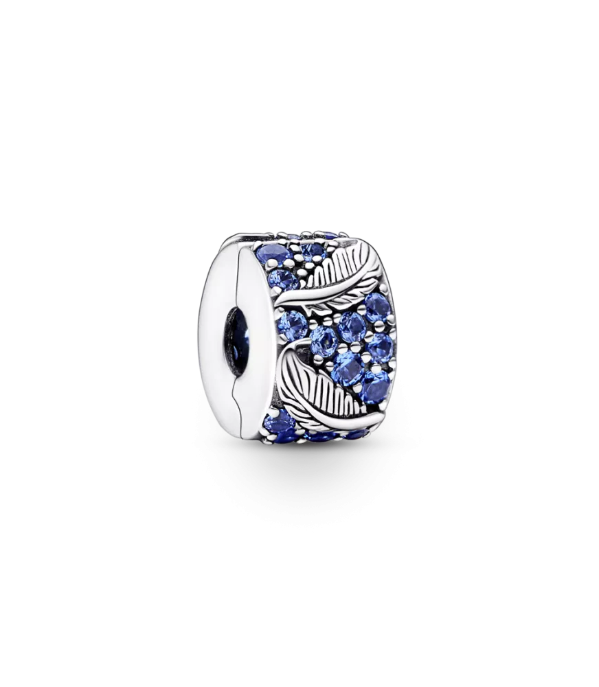 Clip en plata de ley Pluma Curvada en Pavé