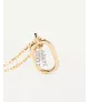 Collar P D Paola, letra R mini, con baño de oro de 18k.