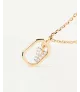 Collar P D Paola, letra V mini, con baño de oro de 18k.