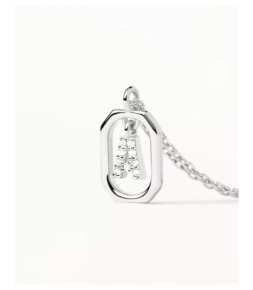 Collar P D Paola, letra A mini, en plata 925 milésimas y circonitas.