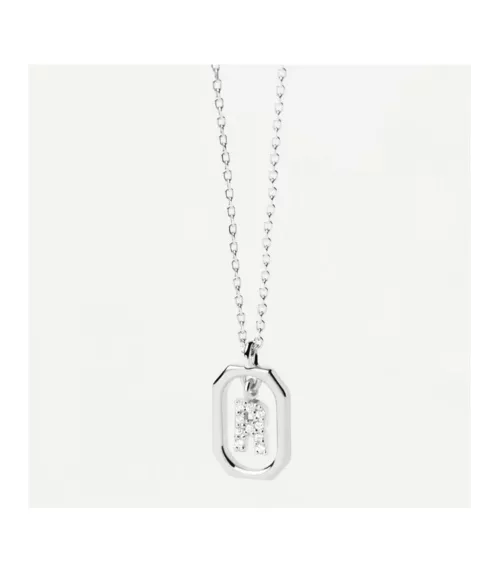 Collar P D Paola, letra R mini, en plata 925 milésimas y circonitas.