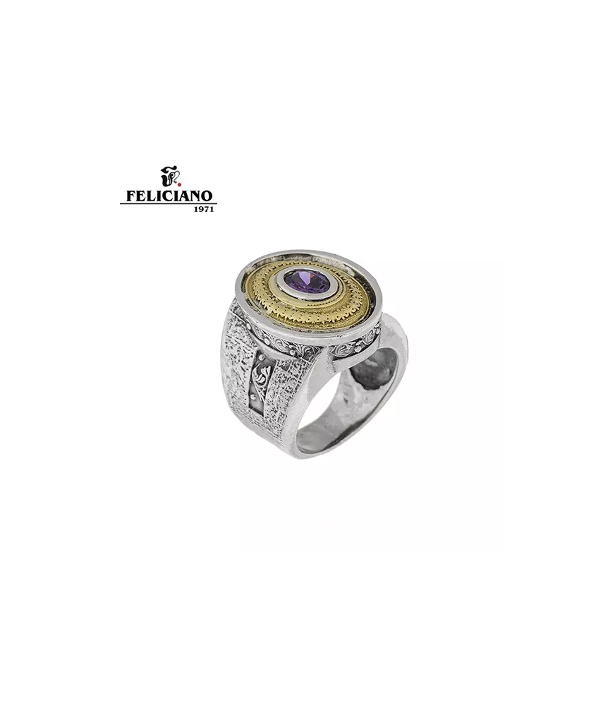 Anillo de plata y bronce