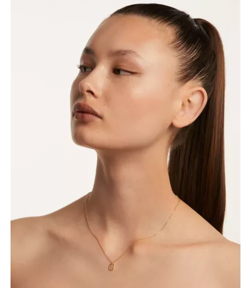 Collar P D Paola, letra S mini, con baño de oro de 18k.