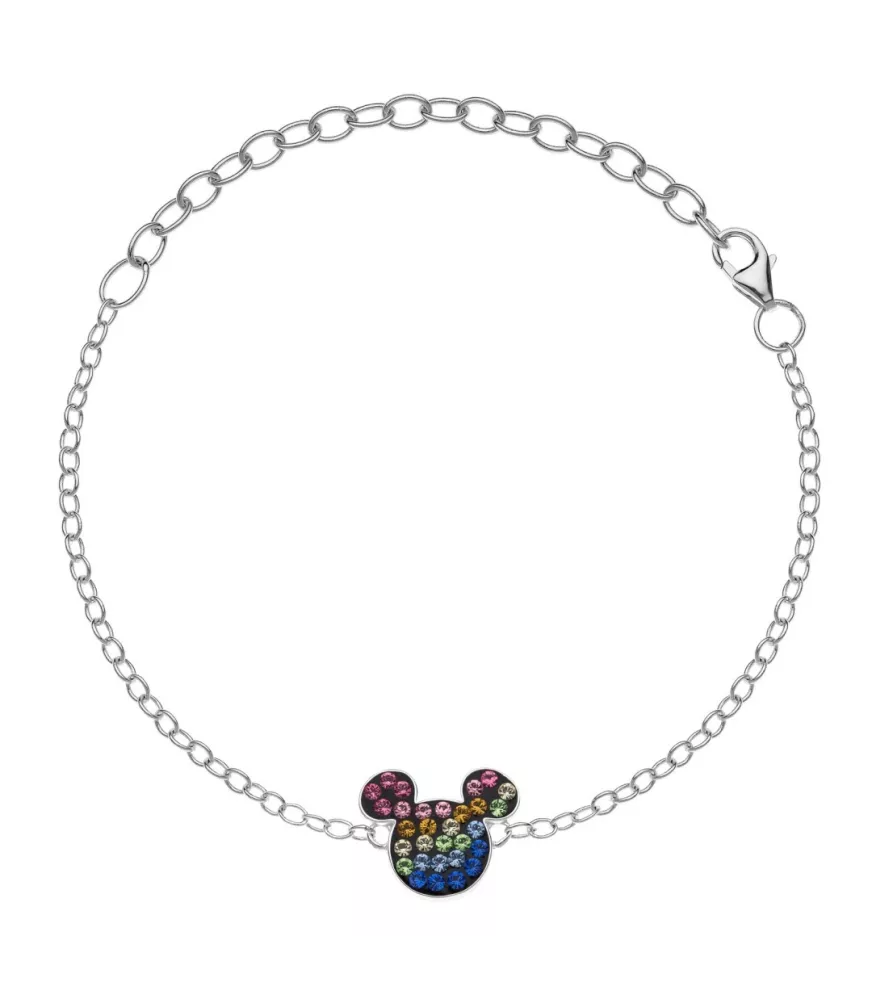Pulsera Disney Mickey Mouse colores, en plata 925 milésimas.