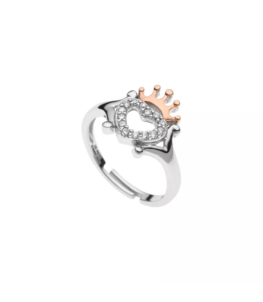 Pendientes Disney Princess corazón corona, en plata 925 milésimas.