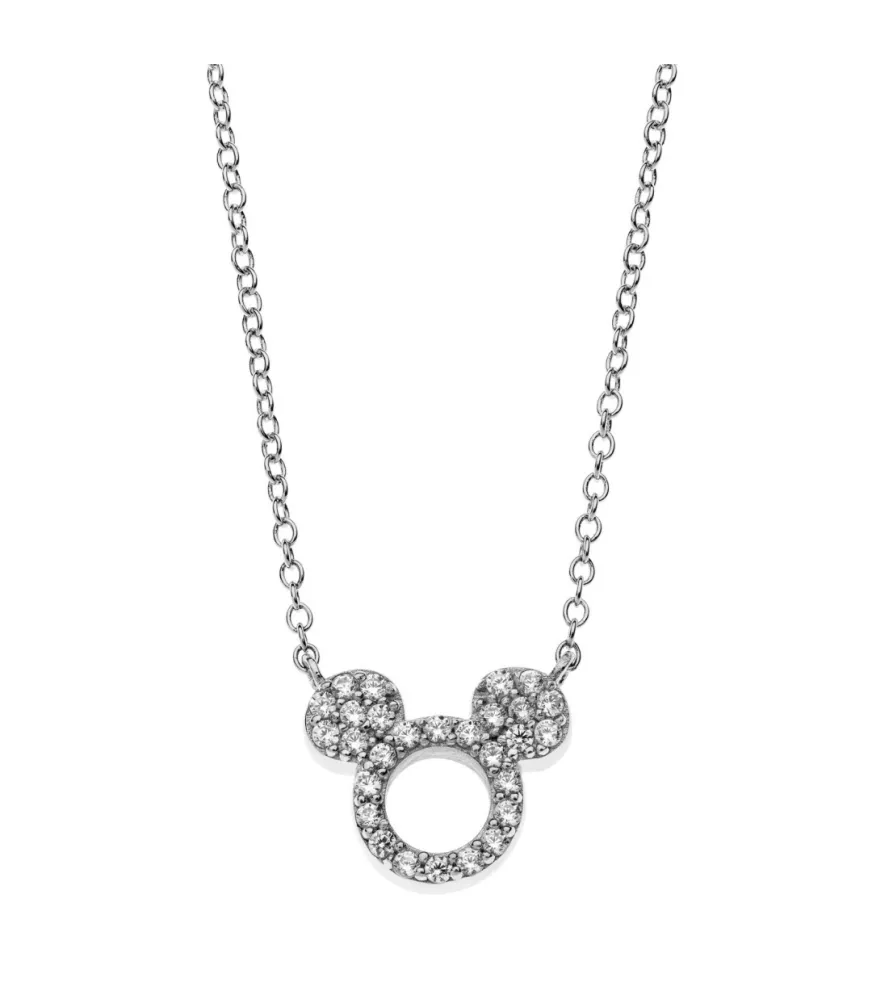 Colgante Disney Mickey Mouse silueta transparentes, en plata 925 milésimas.