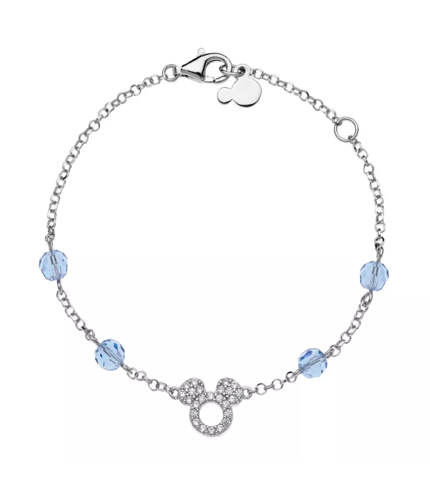 Pulsera Disney Mickey Mouse silueta transparente, en plata 925 milésimas.