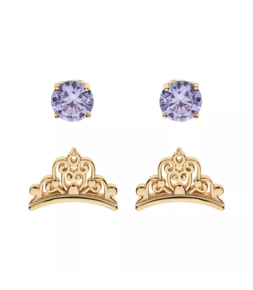 Set Pendientes Disney Princess Corona y morado.
