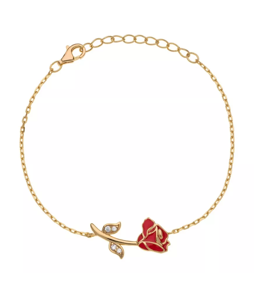 Pulsera Disney Princess Rosa, en plata 925 milésimas chapado en oro