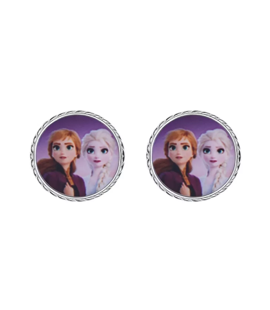 Pendientes Disney Frozen Anna y Elsa, en plata 925 milésimas.
