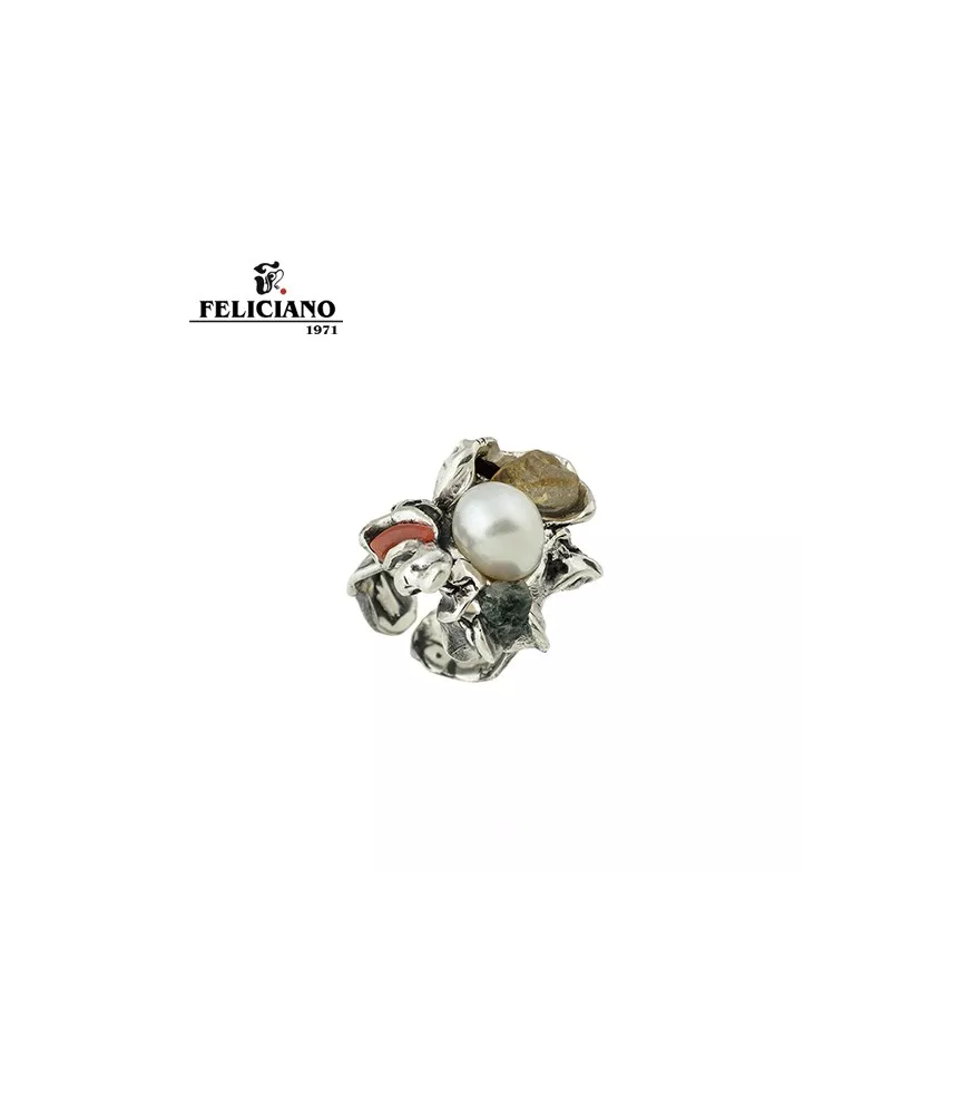 Anillo de plata y piedras