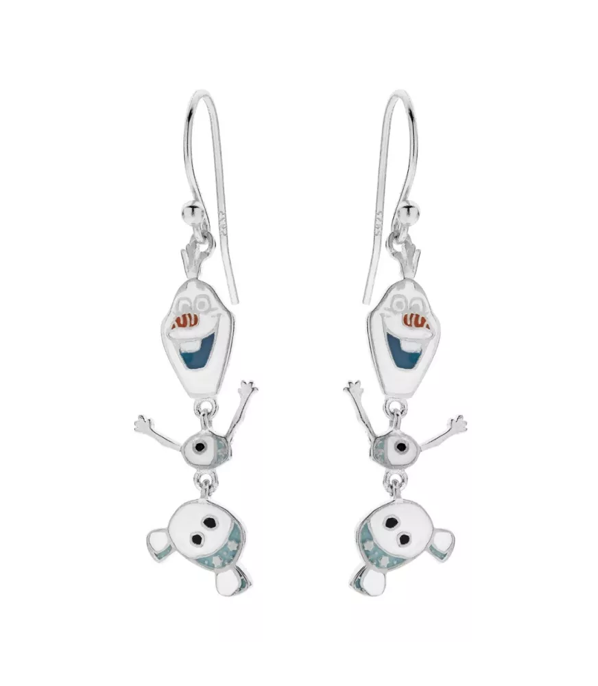 Pendientes Disney Frozen Olaf, en plata 925 milésimas.