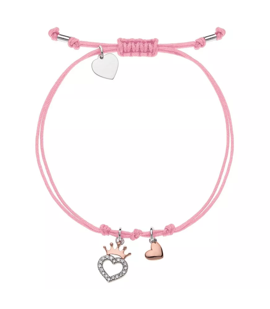 Pulsera Disney Princess corazón corona en plata 925 milésimas.