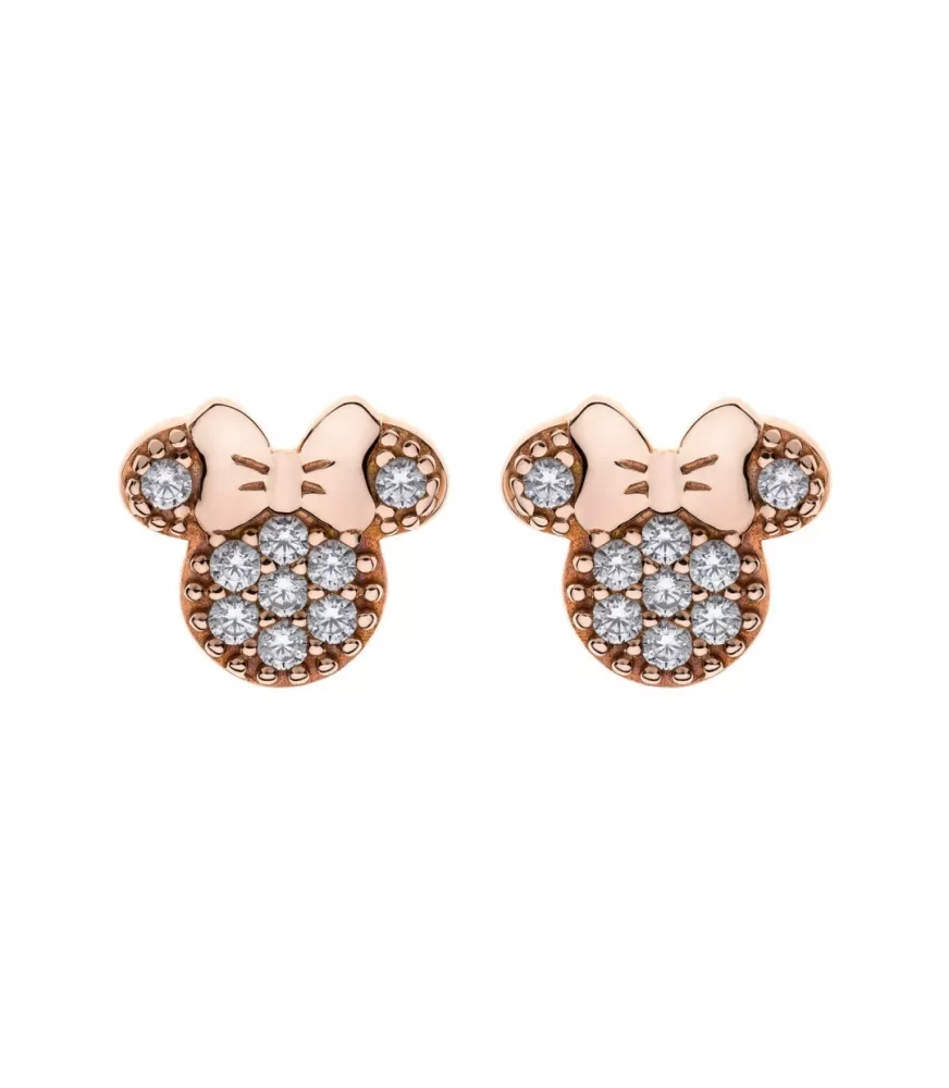 Pendientes Disney Mickey Mouse Minnie piedras, en plata 925 milésimas.