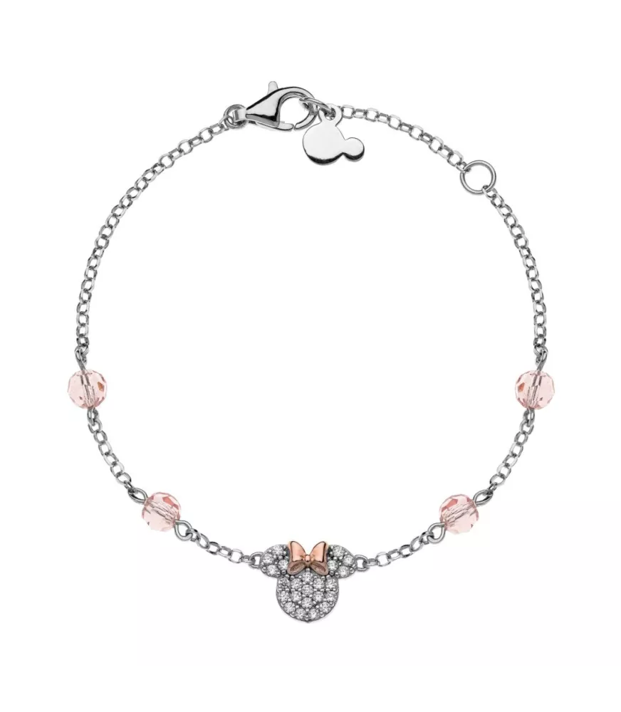 Pulsera Disney Mickey Mouse Minnie piedras, en plata 925 milésimas.