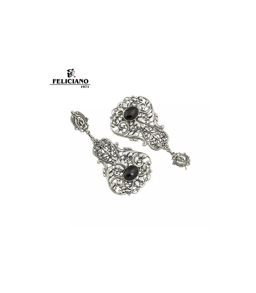 Pendientes de plata y azabache