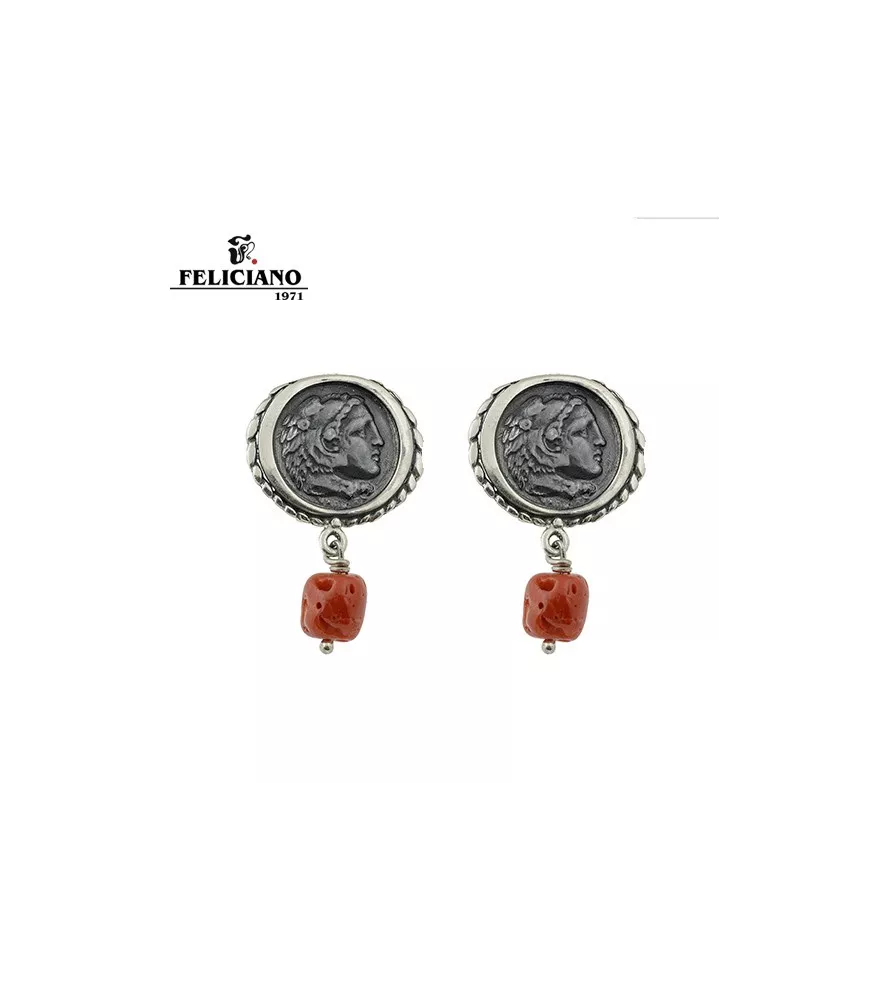 Pendientes de plata y coral