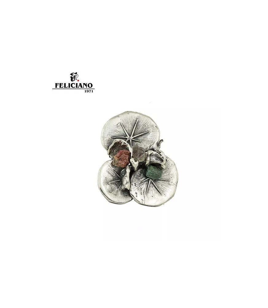 Broche en plata y piedra natural