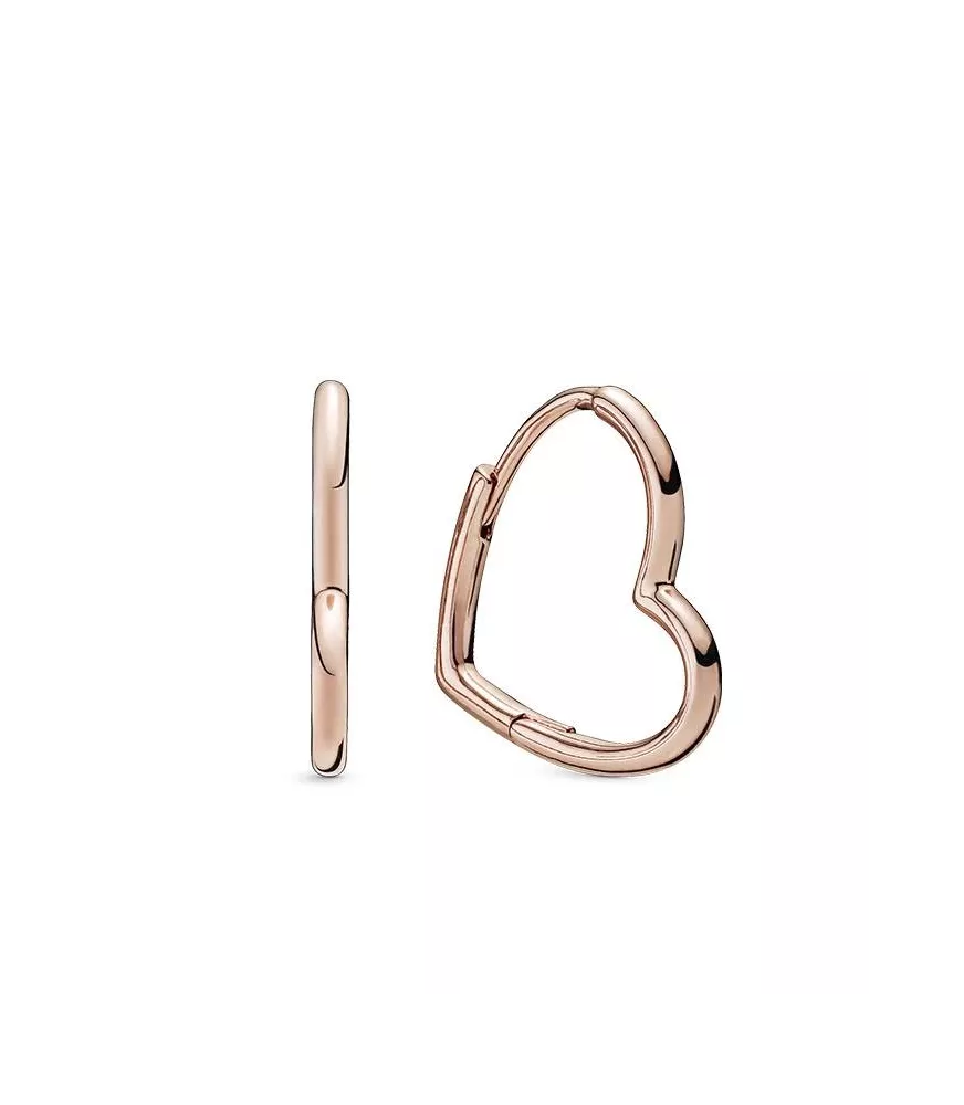 Pendientes de Aro Pandora Con Un Recubrimiento En Oro Rosa De 14k Corazón Asimétrico