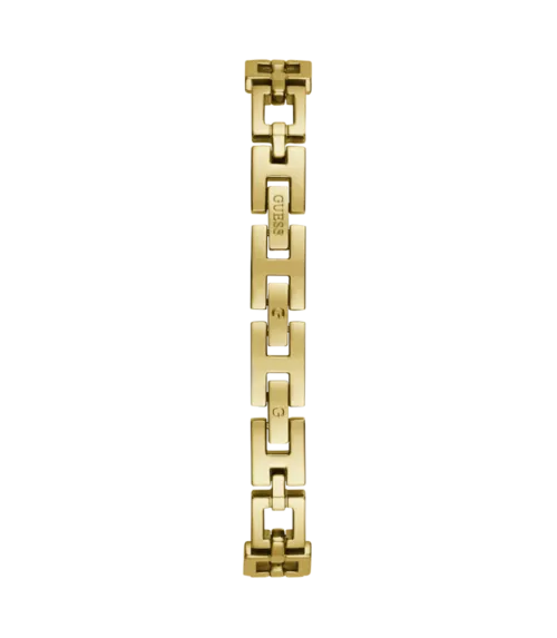 Cuarzo, analógico, 3 agujas y brazalete en acero dorado.