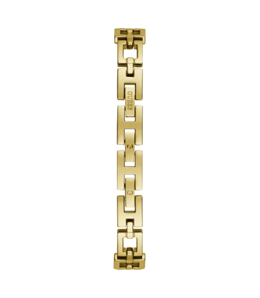 Cuarzo, analógico, 3 agujas y brazalete en acero dorado.