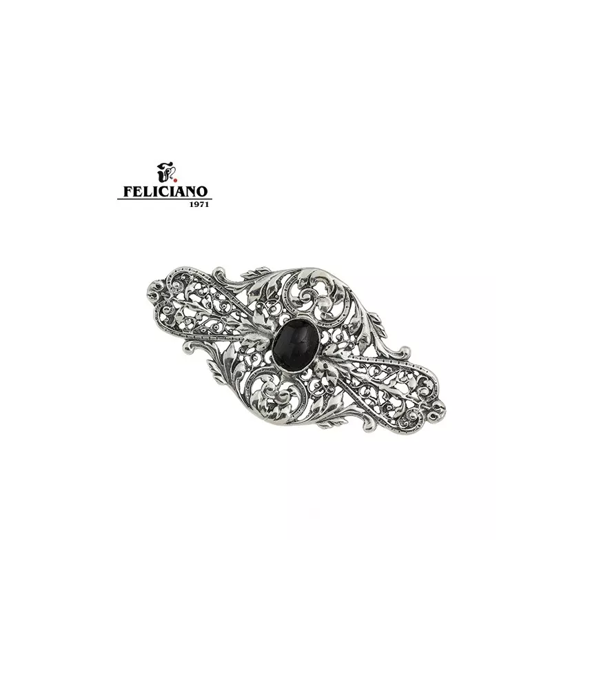 Broche en plata y azabache