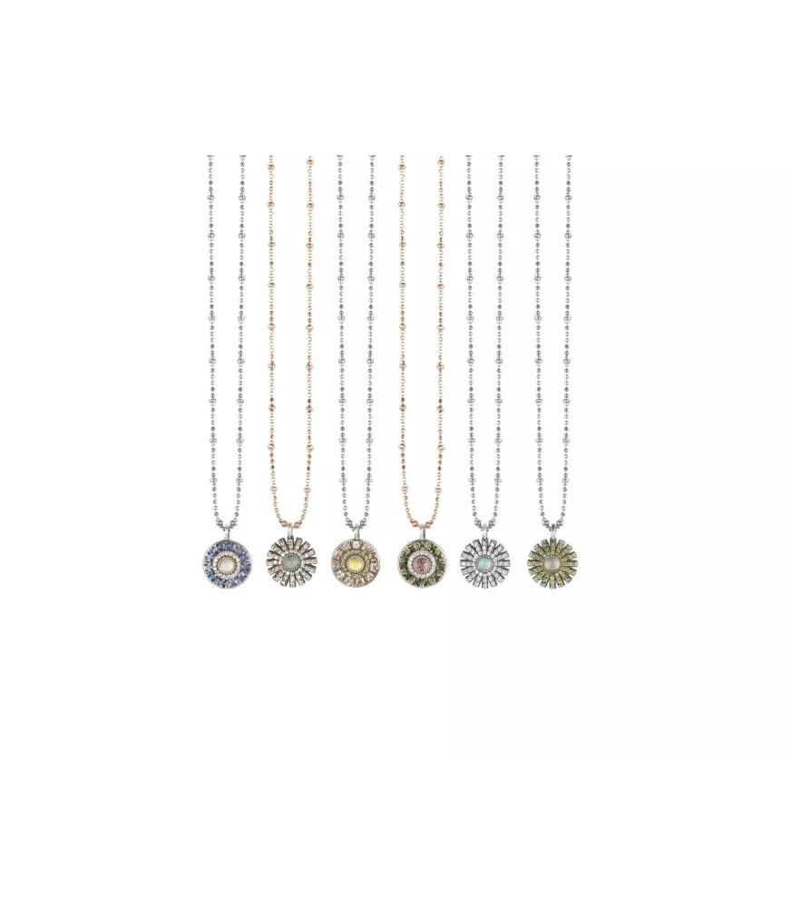 Colgante Sunfield en plata, con piedras y circonitas de colores.