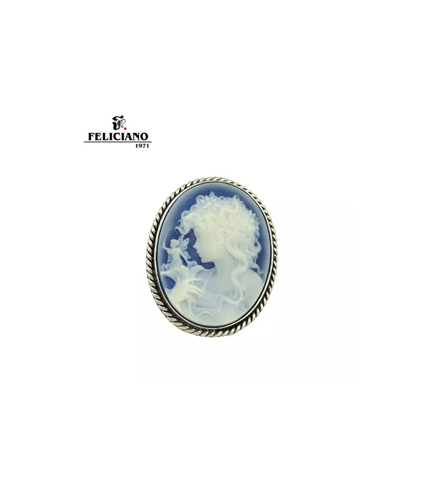 Broche camafeo en plata y piedra