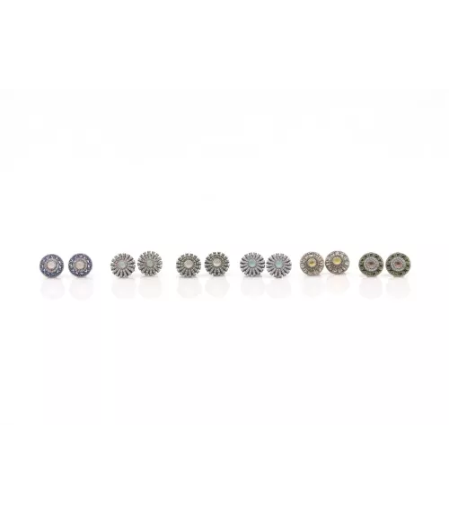 Pendientes Sunfield en plata, con piedras y circonitas de colores.