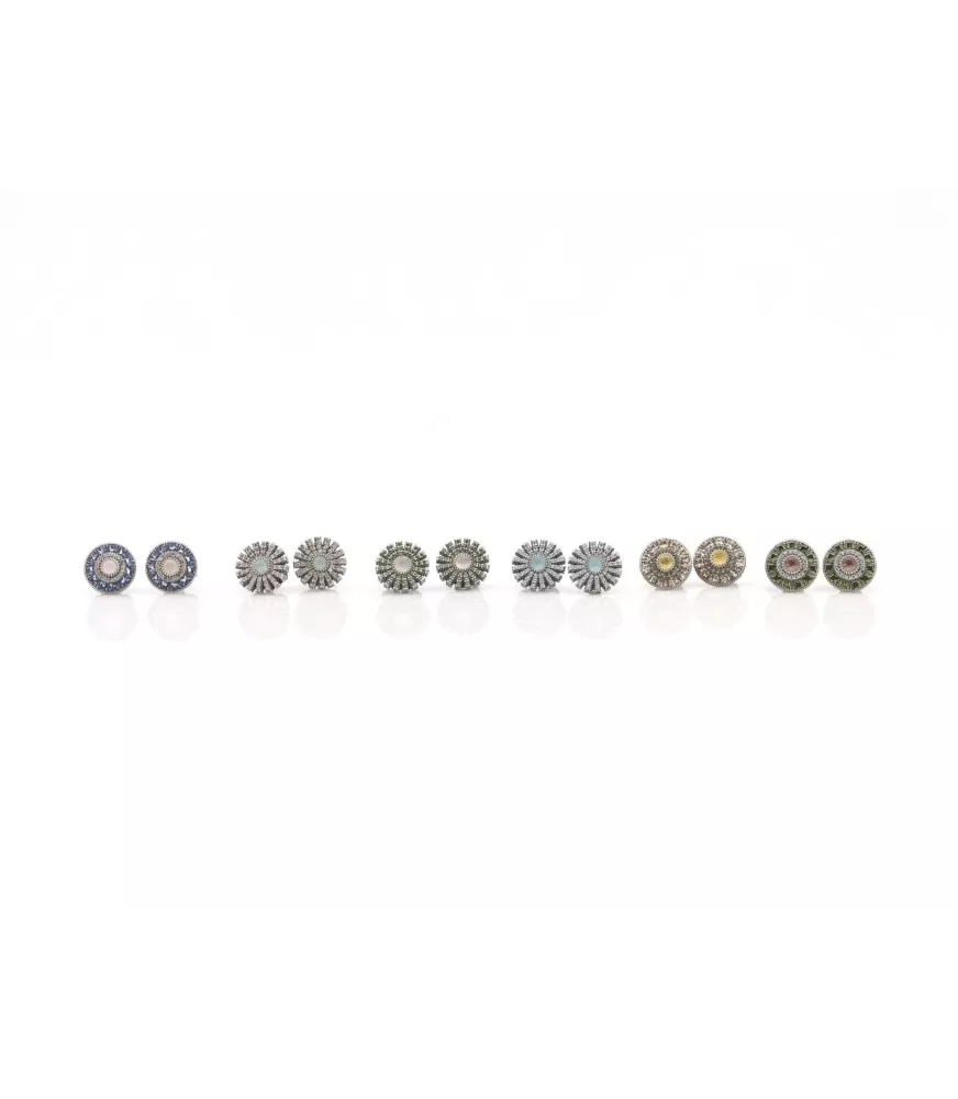 Pendientes Sunfield en plata, con piedras y circonitas de colores.
