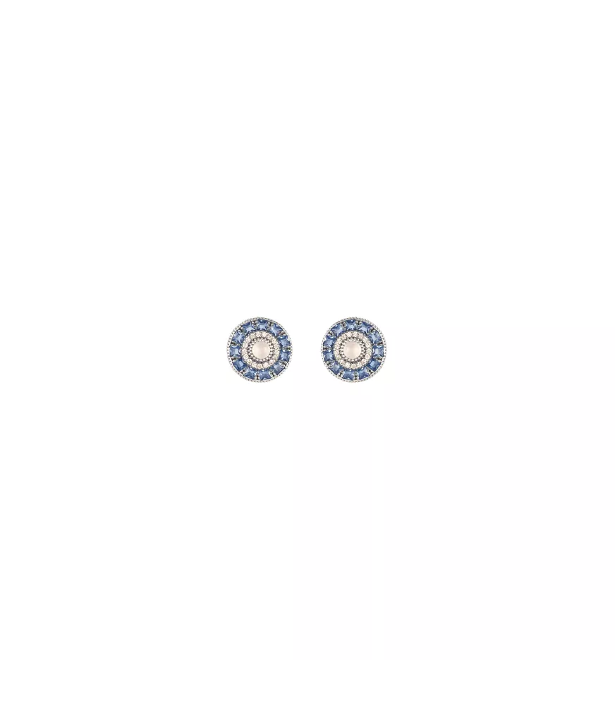 Pendientes Sunfield en plata, con piedras y circonitas de colores.