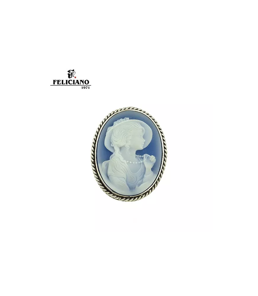 Broche camafeo en plata y piedra