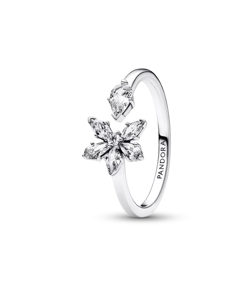 Anillo abierto en plata de ley Herbario Brillante