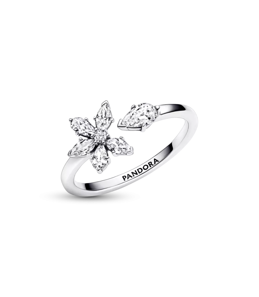 Anillo abierto en plata de ley Herbario Brillante