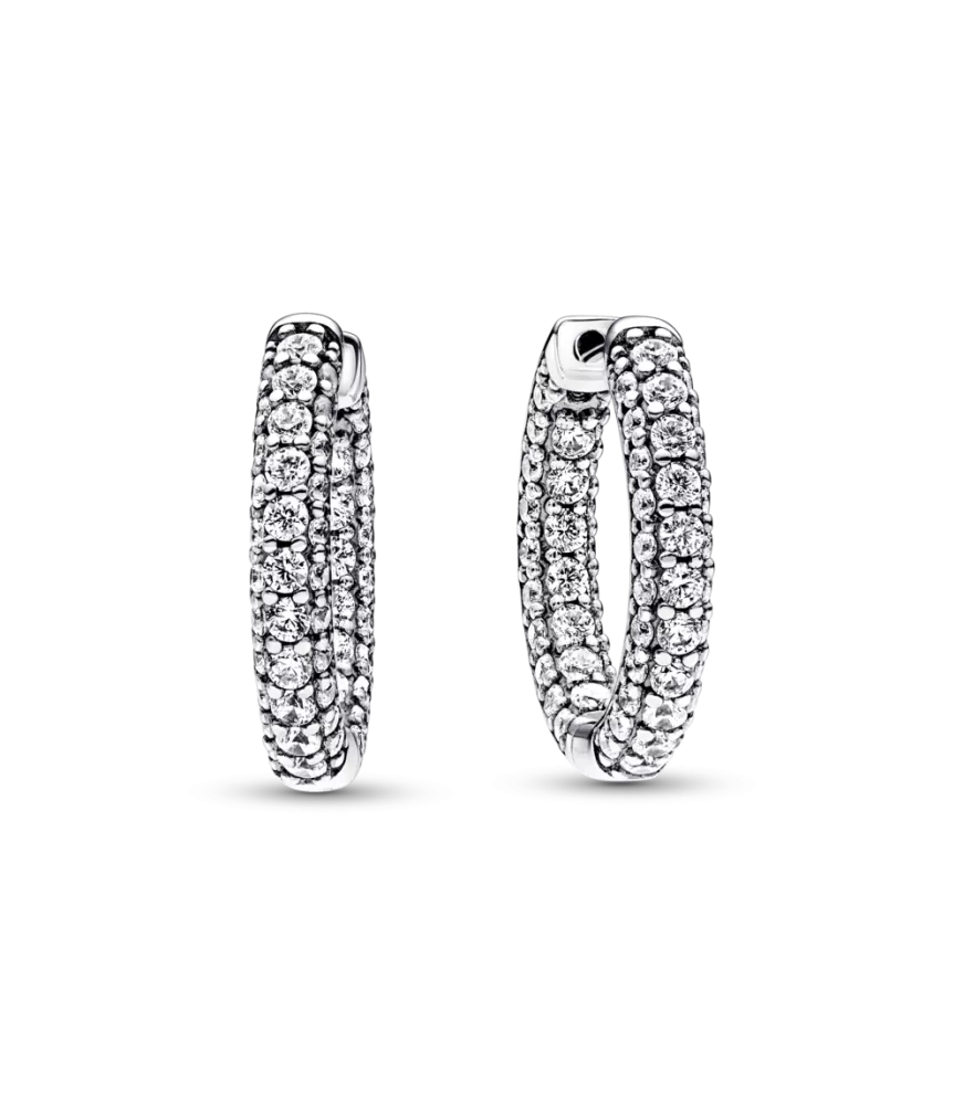 Pendientes de Aro en plata de primera ley Fila en Pavé