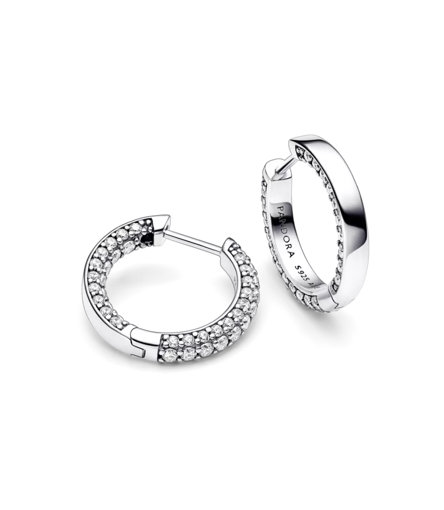 Pendientes de Aro en plata de primera ley Fila en Pavé