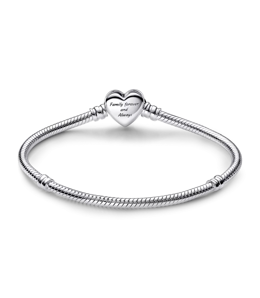 Pulsera Pandora Moments en plata de ley Cadena de Serpiente con Cierre Corazón Infinito Brillante