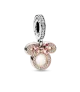 Charm Colgante Doble en plata de ley y con un recubrimiento en oro rosa de 14k Silueta Minnie Mouse de Disney