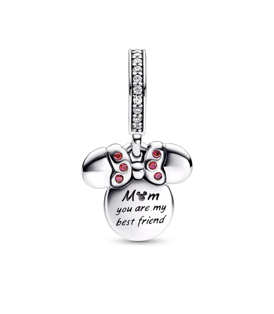 Charm Colgante Doble en plata de ley y con un recubrimiento en oro rosa de 14k Silueta Minnie Mouse de Disney