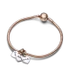 Charm Colgante Divisible Triple en plata de ley y con un recubrimiento en oro rosa de 14k Corazones Generación Familia