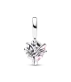 Charm Colgante en plata de ley Árbol de la Familia y Corazón Rosa