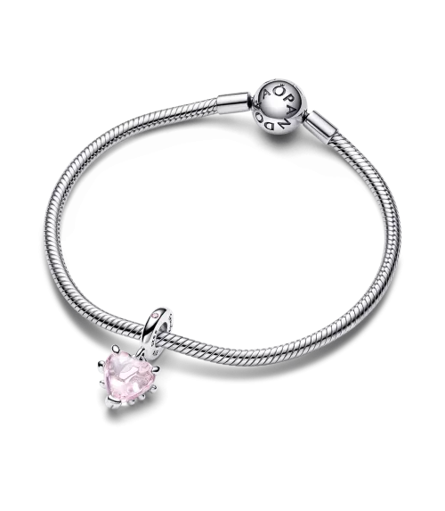 Charm Colgante en plata de ley Árbol de la Familia y Corazón Rosa