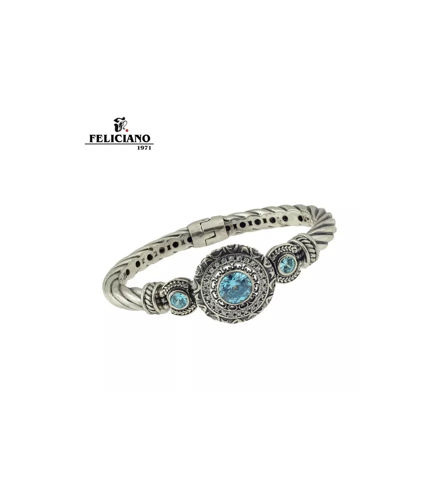 Brazalete en plata y piedra