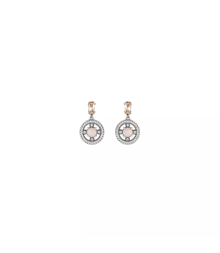 Pendientes Sunfield en plata, con cuarzo y circonitas de colores.