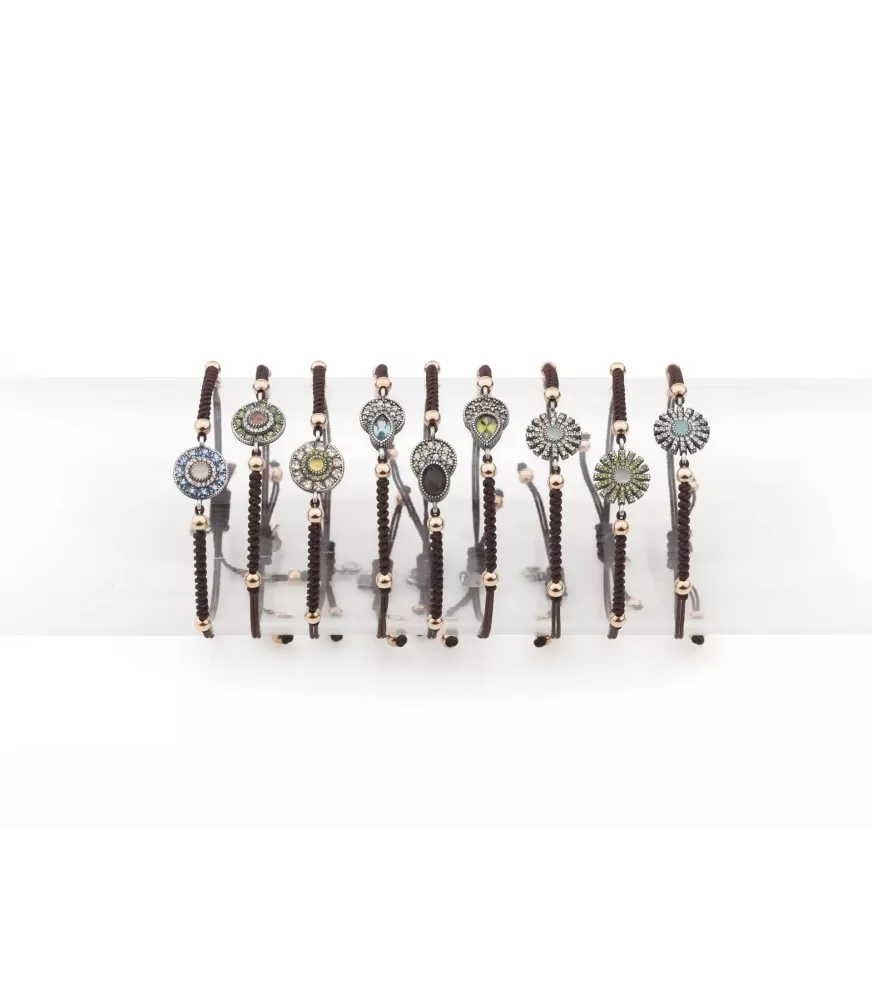 Pulsera Sunfield en plata, con piedras de colores.