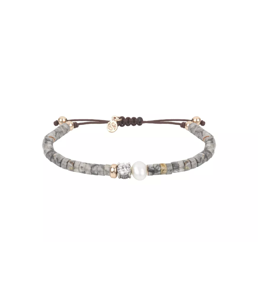 Pulsera Sunfield en plata con jaspe gris